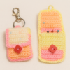 handmade crochet hijab pin organizer with keychain – compact & colorful pouch