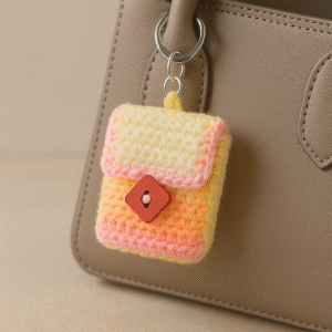 handmade crochet hijab pin organizer with keychain – compact & colorful pouch