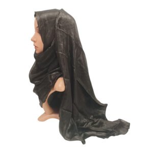 Self Textured Embossed Muna Satin Hijab Scarf Stole-Dark Brown
