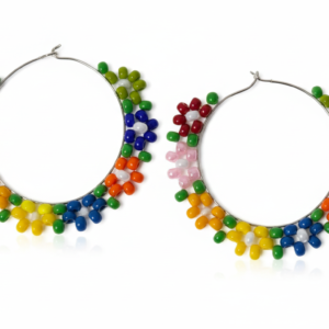 1764252008327 Colorful Beaded Floral Hoop Earrings | Statement Summer Festival Jewellery
