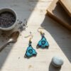 Aquageo Handcrafted Bead Drop Earring - Blue & Black Geo Triangle