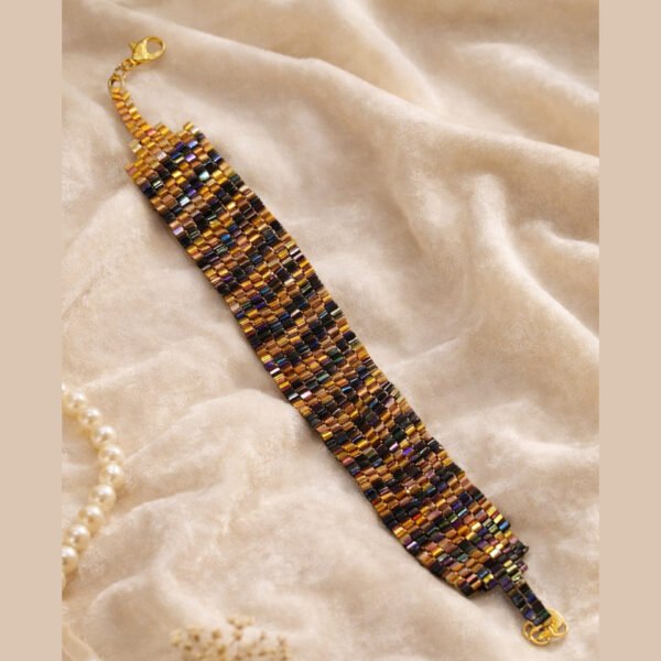 Aurora Beads Wide Bracelet | Iridescent Multi-Color Jewelry