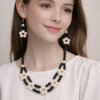 Classic Noir Pearl Necklace Set | Elegant Black and White Jewelry