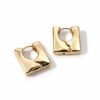 A pair of Luxe Cubes Gold Earrings featuring thick, square-shaped hoops with a high-shine polished gold finish on a white background.