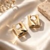 Luxe Cubes Gold Earrings | Anti-Tarnish Square Hoops