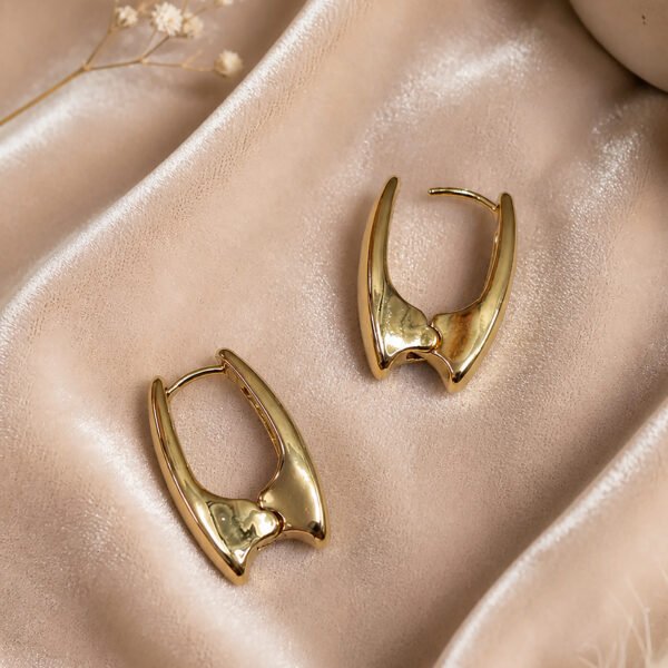 Urbane Hoops Gold Earrings | Sculpted Anti-Tarnish Geometric Jewelry