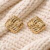 Woven Studs 02 4-4 Woven Studs Gold Earrings | Anti-Tarnish Knot Textured Jewelry