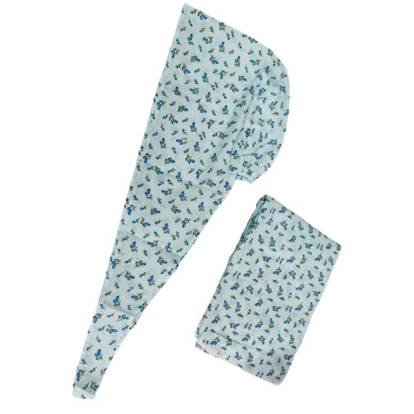 HUNMakhna-Light Blue Combo Cotton Makhna Scarf for Hajj Umrah & Namaz | Breathable Prayer Hijab with Zip