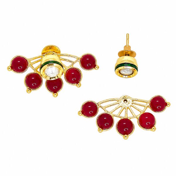 Kundan Petal Earring Double Sided – Traditional Indian Ear Jackets